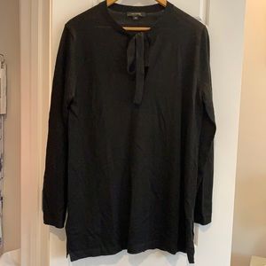 Ann Taylor tie neck black tunic sweater